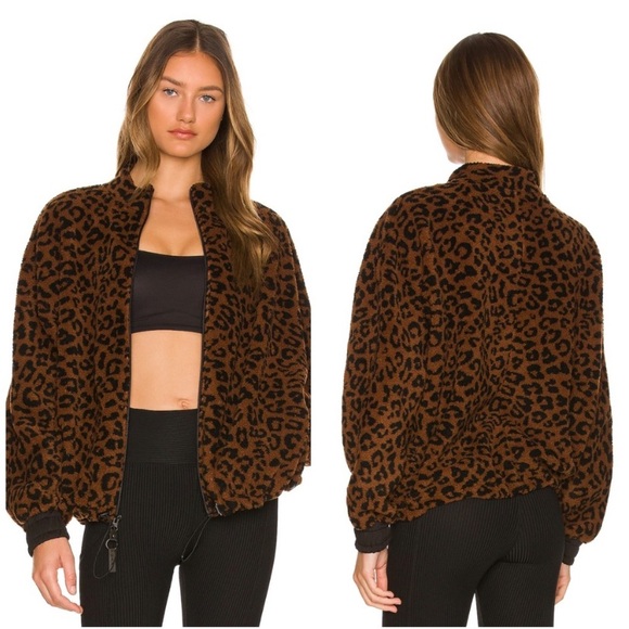 Koral Jackets & Blazers - NWT KORAL MONTANA SHERPA FAUX FUR BOMBER JACKET CHEETAH BLACK AND BROWN